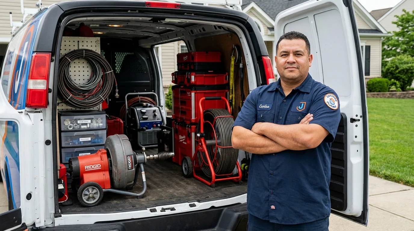 Professional drain cleaning equipment and Johns Plumbing LLC plumber in Vega