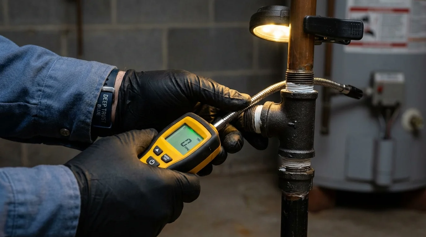 Gas leak detection with electronic sniffer by Johns Plumbing LLC in Vega
