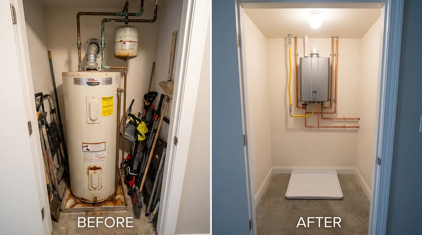 Tank water heater versus wall-mounted tankless unit comparison for Vega, TX homeowners